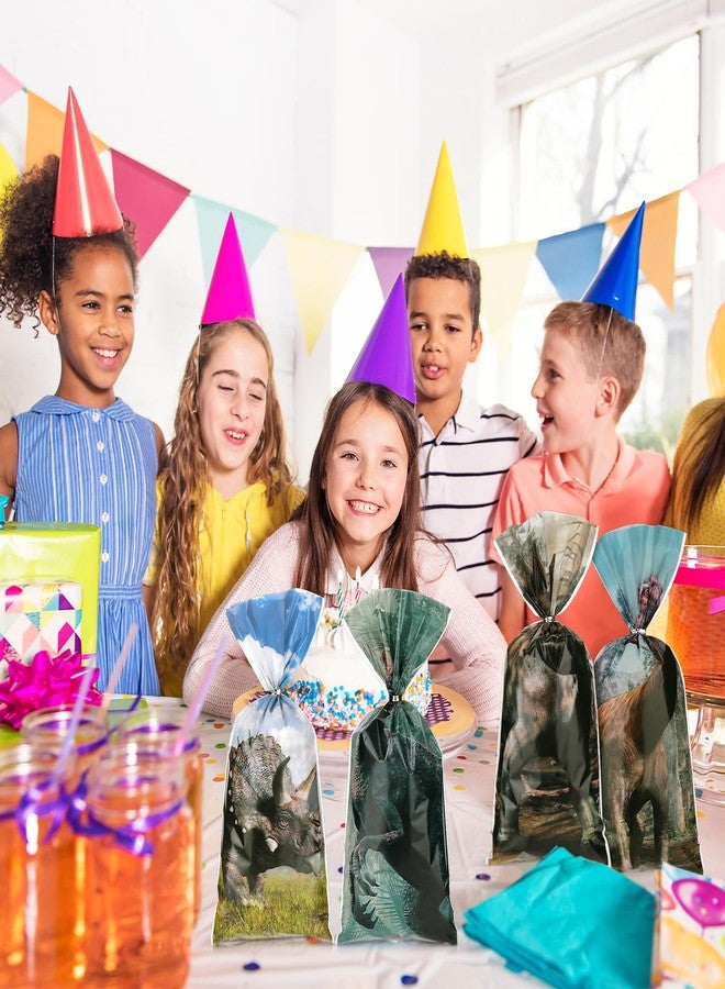 Sinload 100 Pcs Dinosaur Party Favor Bags Dinosaur Plastic Cellophane Bags with Ties for Kid Birthday Party Favor Supplies - Image 5